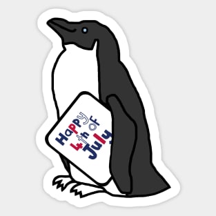 Happy 4th of July says Cute Penguin Sticker